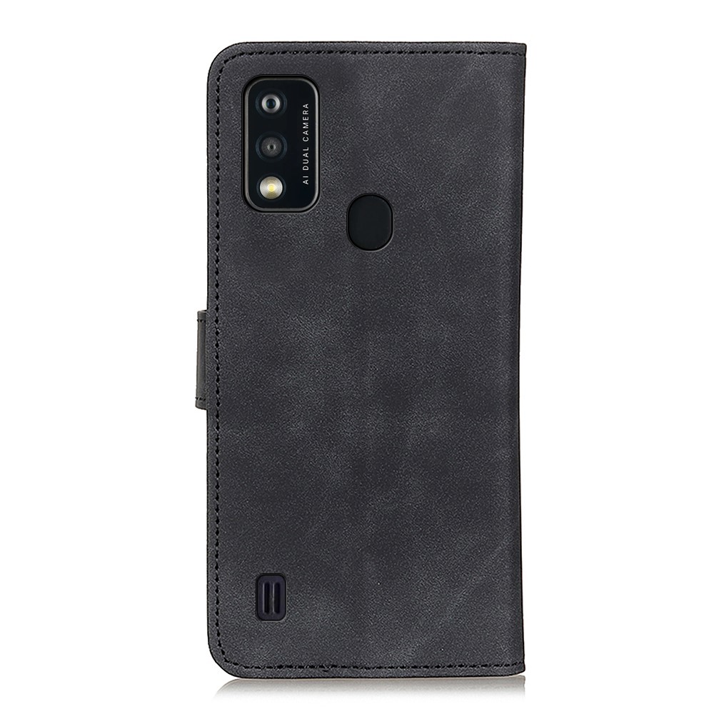 KHAZNEH Retro Style Wallet Stand Design PU Leather Phone Case Shell Protector for ZTE Blade A51 - Black-7