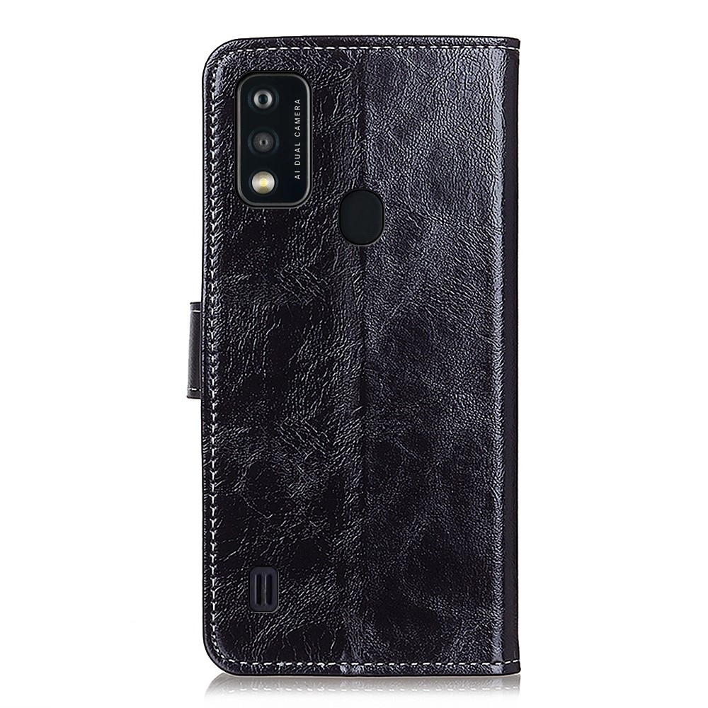 Retro Style Crazy Horse Texture Leather Case for ZTE Blade A51 Mobile Phone Wallet Stand Cover - Black-7