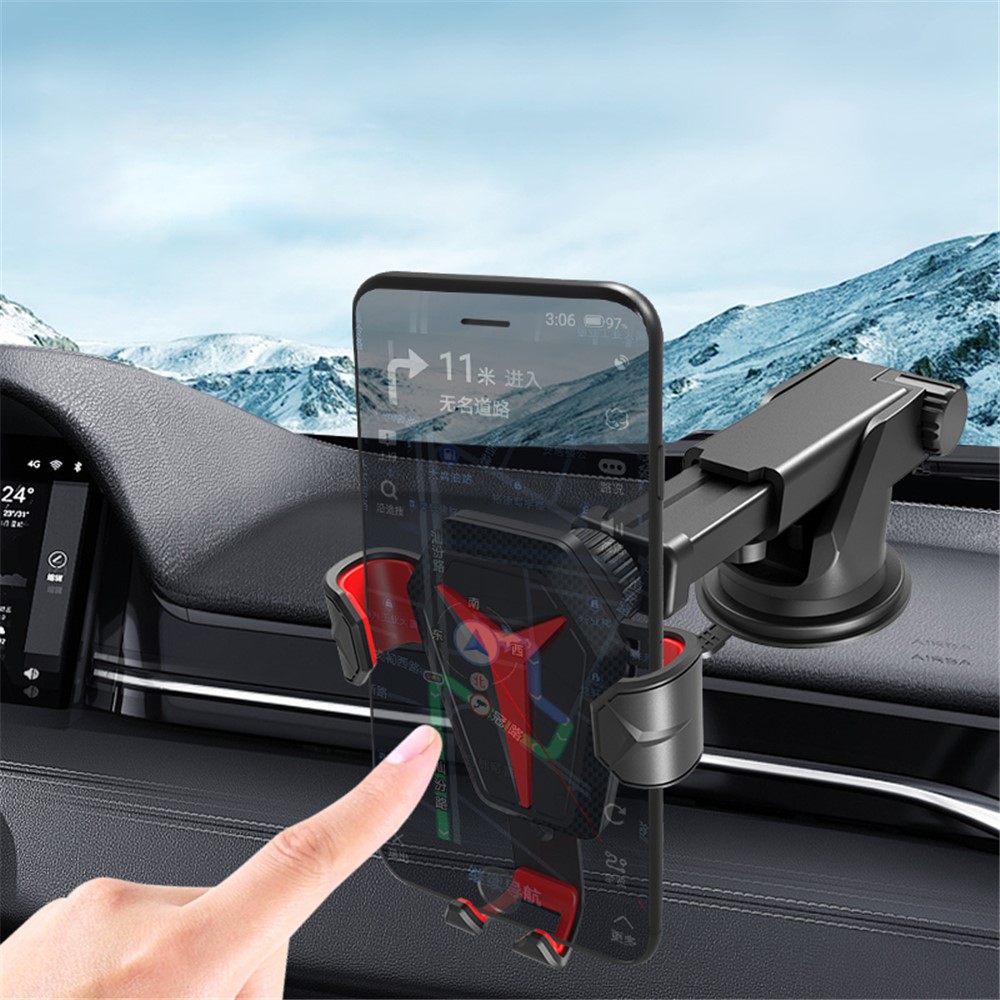 2 en 1 Suction Up Gravity Car Soporte de Teléfono Móvil Soporte de Soporte Para Teléfonos Móviles Para Iphone 12 11 X Max Xiaomi Samsung - Rojo