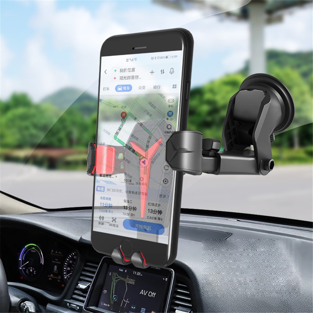2 In 1 Ventouse De La Gravité Porte-téléphone Portable Support De Téléphone Portable Support De Support Pour IPhone 12 11 X Max Xiaomi Samsung - Rouge-5