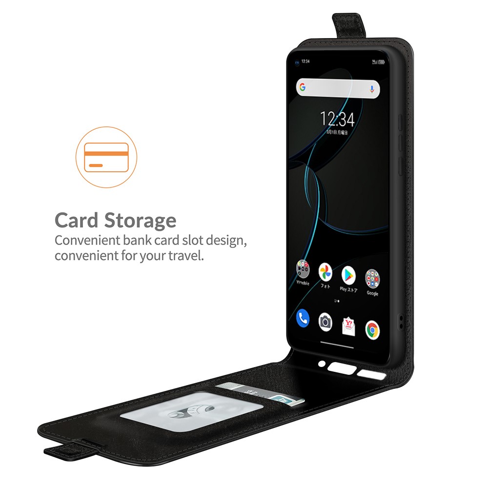 Crazy Horse Leather Card Slot Case for ZTE Libero 5G Vertical Flip Phone Cover - Black-2