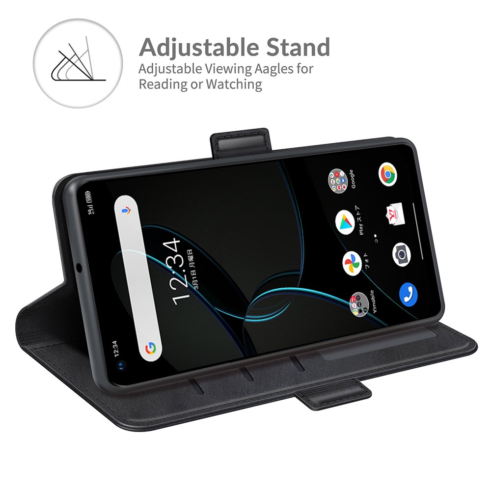 Magnetic Closing Clasp PU Leather Phone Wallet Stand Case Shell with for ZTE Libero 5G - Black-2