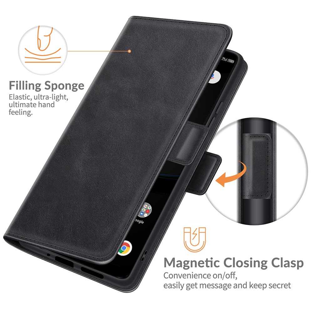 Magnetic Closing Clasp PU Leather Phone Wallet Stand Case Shell with for ZTE Libero 5G - Black-3