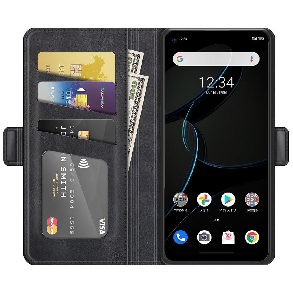 Magnetic Closing Clasp PU Leather Phone Wallet Stand Case Shell with for ZTE Libero 5G - Black-7