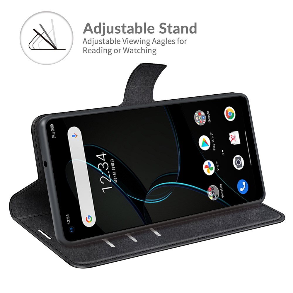 Leather Wallet Stand Design Protective Phone Case Magnetic Square Clasp Cover for ZTE Libero 5G - Black-2