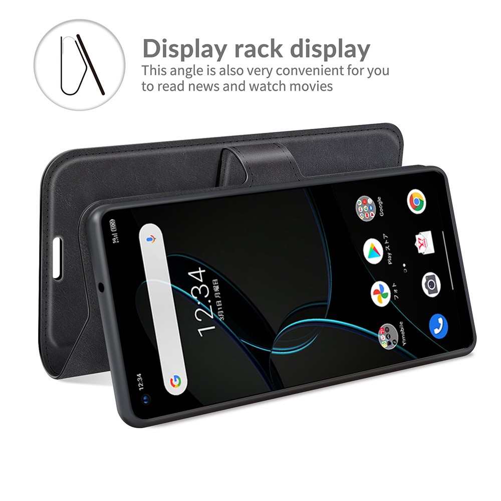 Leather Wallet Stand Design Protective Phone Case Magnetic Square Clasp Cover for ZTE Libero 5G - Black-3