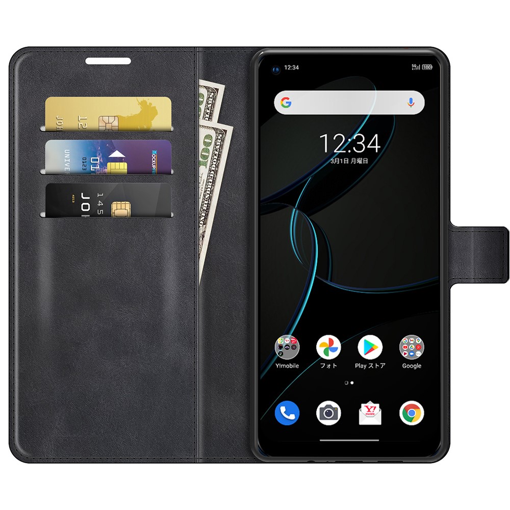 Leather Wallet Stand Design Protective Phone Case Magnetic Square Clasp Cover for ZTE Libero 5G - Black-7