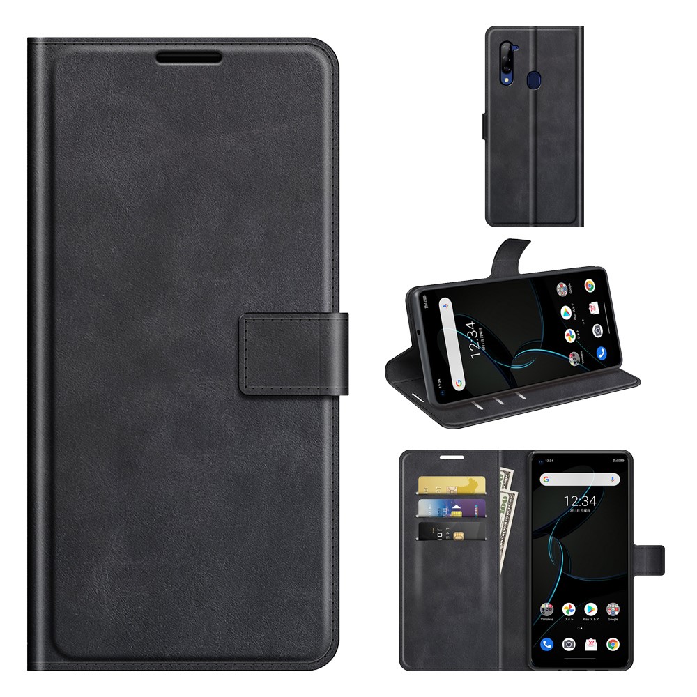 Leather Wallet Stand Design Protective Phone Case Magnetic Square Clasp Cover for ZTE Libero 5G - Black-8