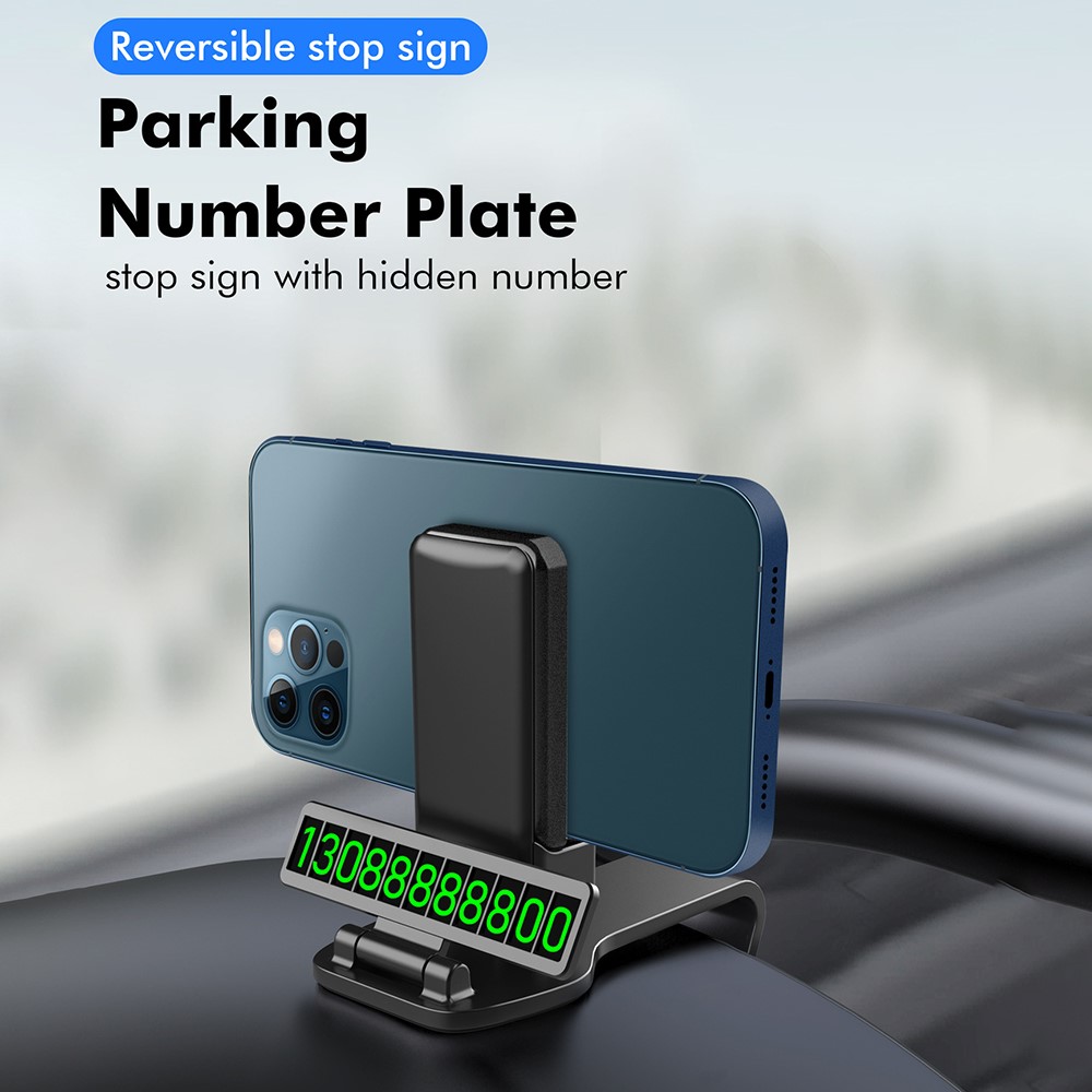 360 Degrees Rotation Magnetic Car Dashboard Mount Phone Stand Holder with Parking Number Plate-2