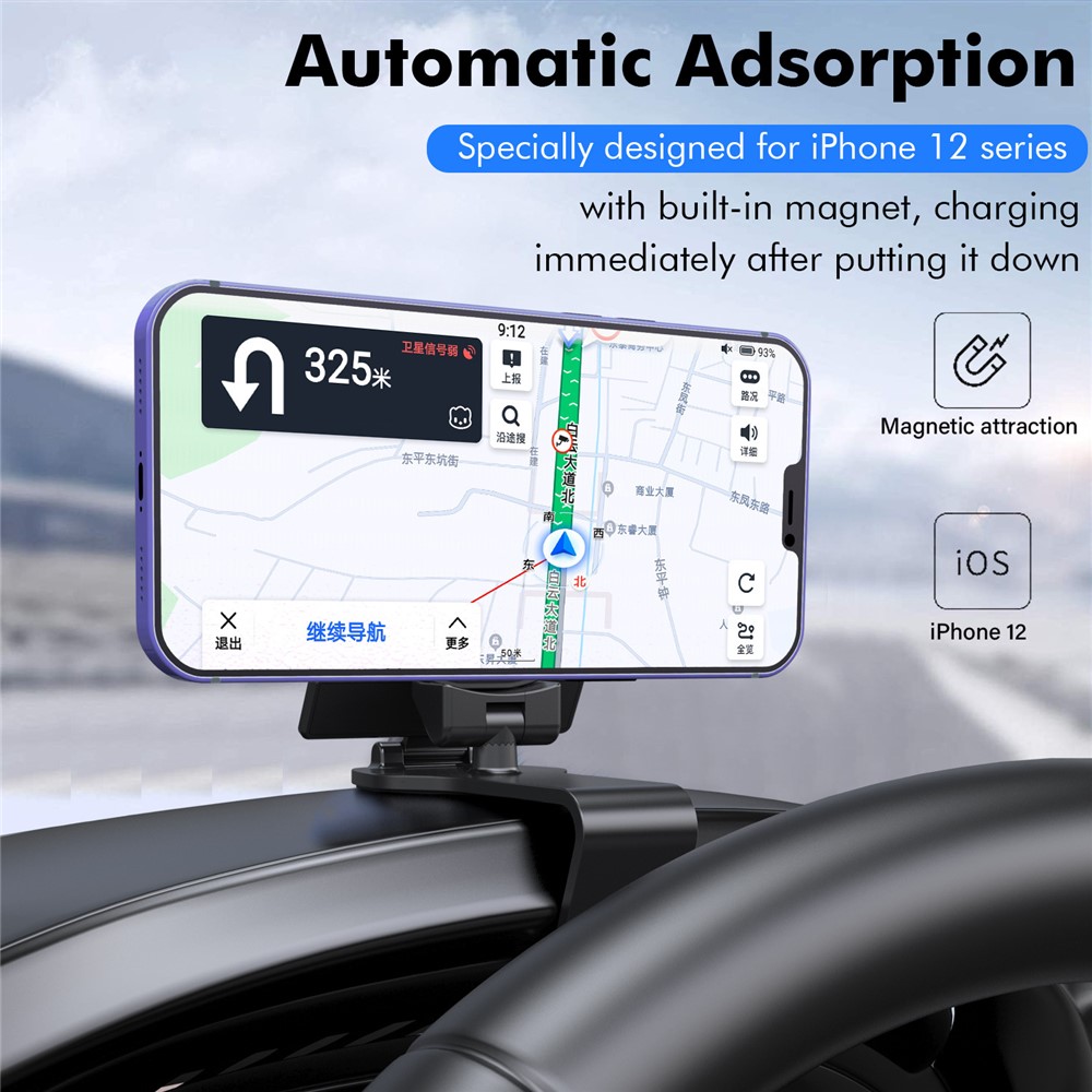 360 Degrees Rotation Magnetic Car Dashboard Mount Phone Stand Holder with Parking Number Plate-6