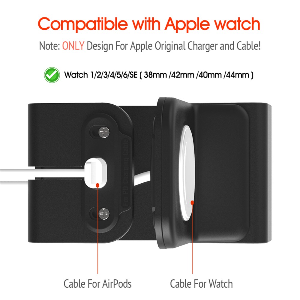 T065 Aluminium Alloy Charging Stand Dock Desktop Holder Bracket for Apple Watch AirPods Pro-4
