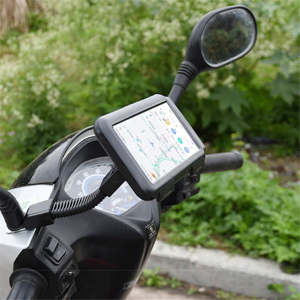 S2102 Motorcycle Phone Bag Bicycle Rear View Mirror Mount Holder Stand Waterproof Case Cover-11