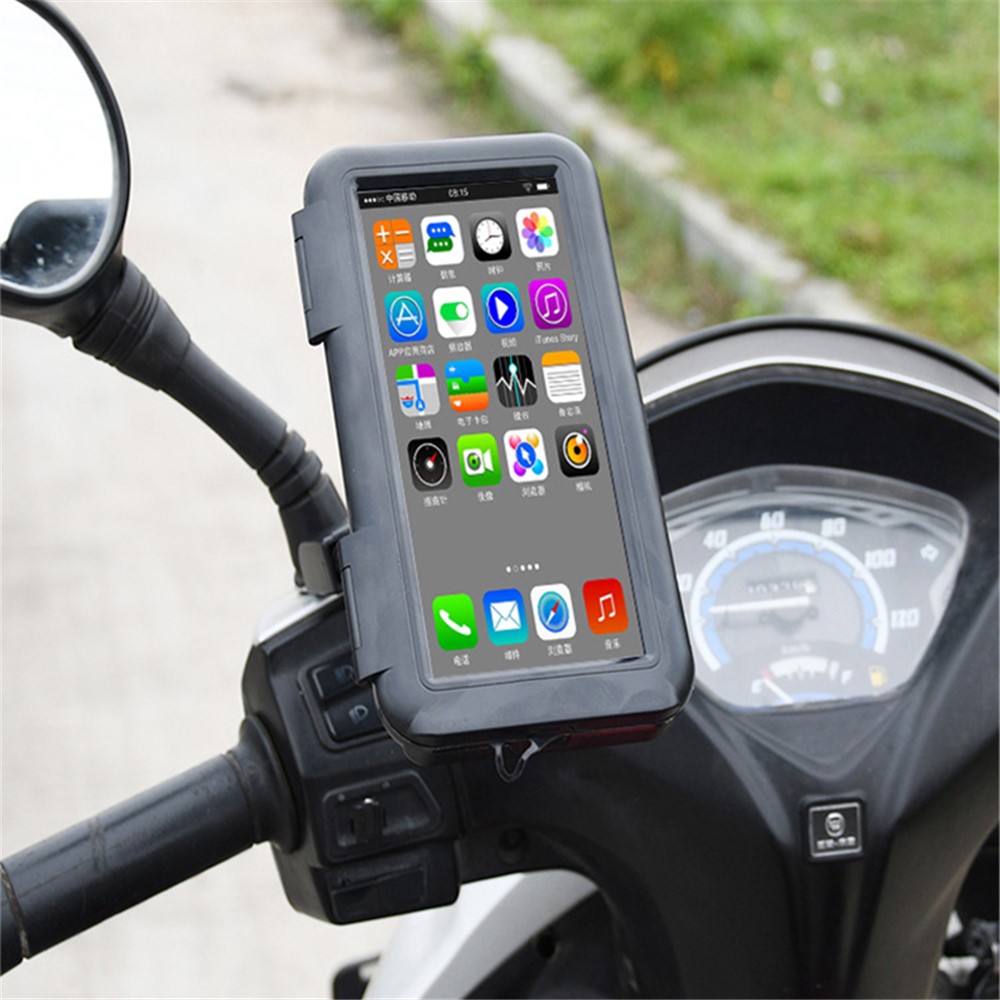 S2102 Motorcycle Phone Bag Bicycle Rear View Mirror Mount Holder Stand Waterproof Case Cover-2