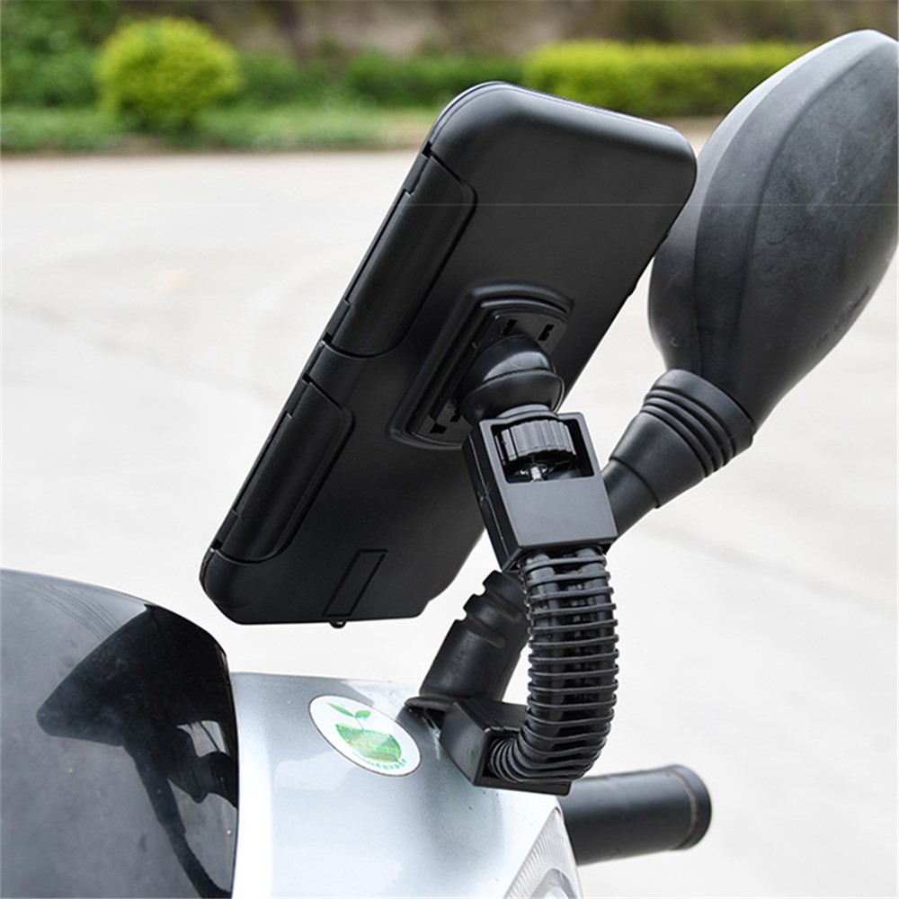 S2102 Motorcycle Phone Bag Bicycle Rear View Mirror Mount Holder Stand Waterproof Case Cover-4