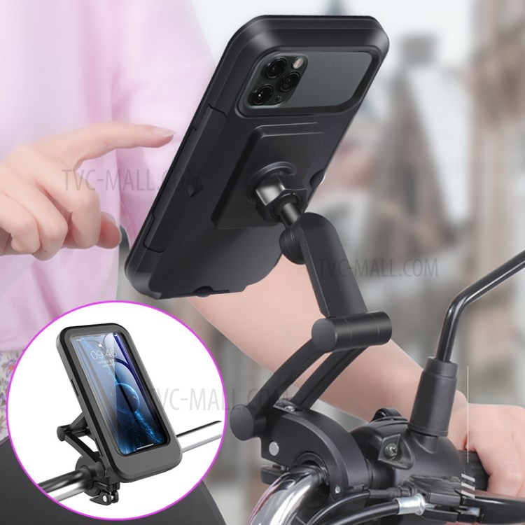 HL-69 Adjustable Motorcycle Bike Phone Holder Case Outdoor Waterproof Handlebar Mobile Support Mount-2