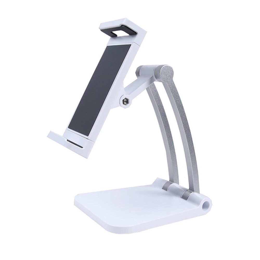 Q010 Desktop Folding Phone Mount Stand Bracket 360 Degree Rotation Adjustable Angle Table Tablet Holder - White-5