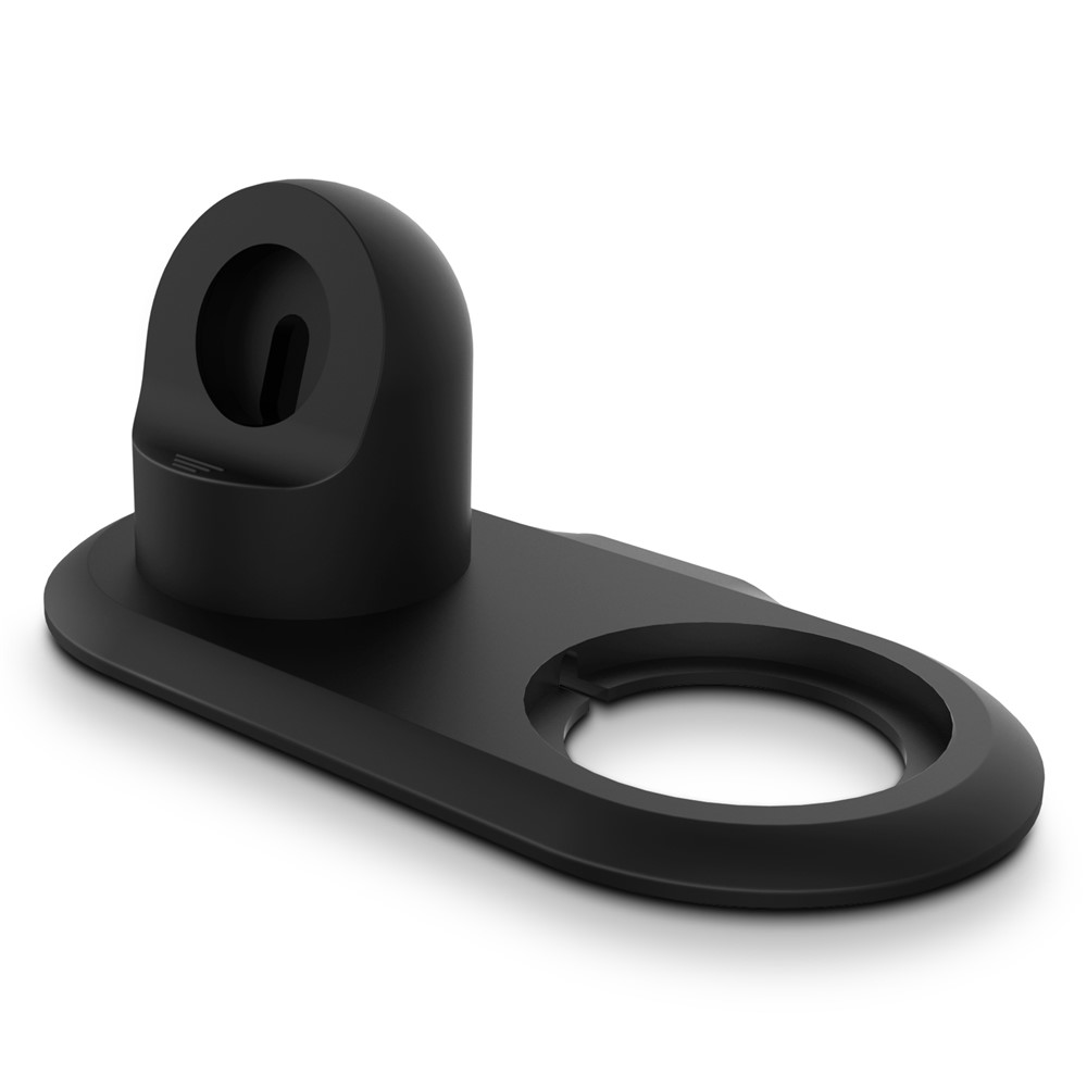 Silicone Charge Stand Holder Wireless Charging Station Dock for MagSafe Apple Watch/iPhone 12 Series - Black-3