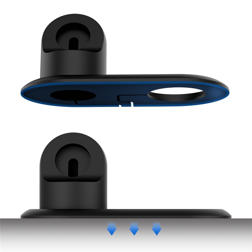 Silicone Charge Stand Holder Wireless Charging Station Dock for MagSafe Apple Watch/iPhone 12 Series - Black-5