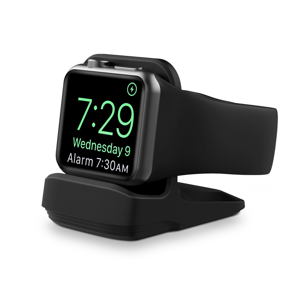 Silicone Base Phone Holder Charger Stand Charging Dock Station Bracket for Apple Watch - Black-2