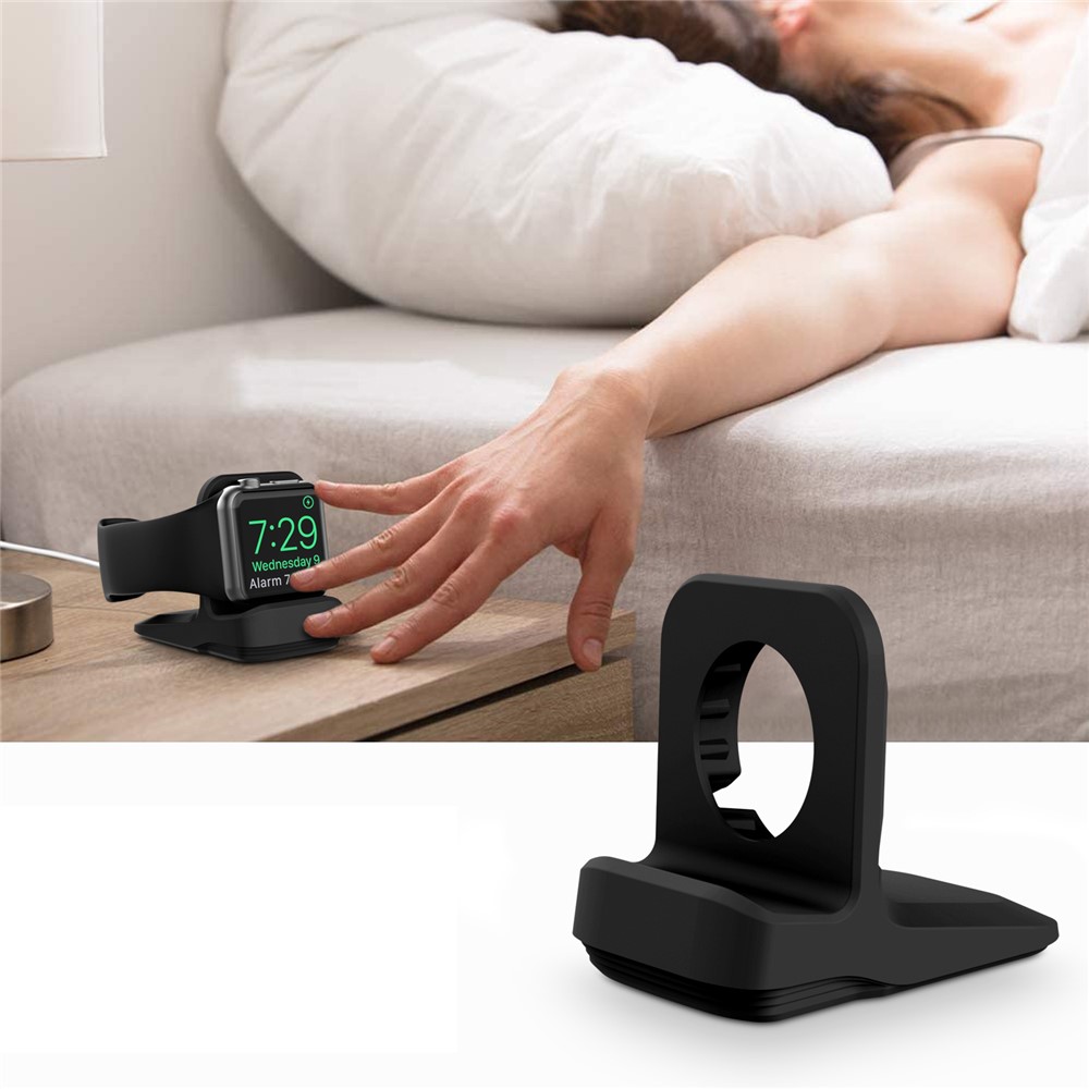 Silicone Base Phone Holder Charger Stand Charging Dock Station Bracket for Apple Watch - Black-6