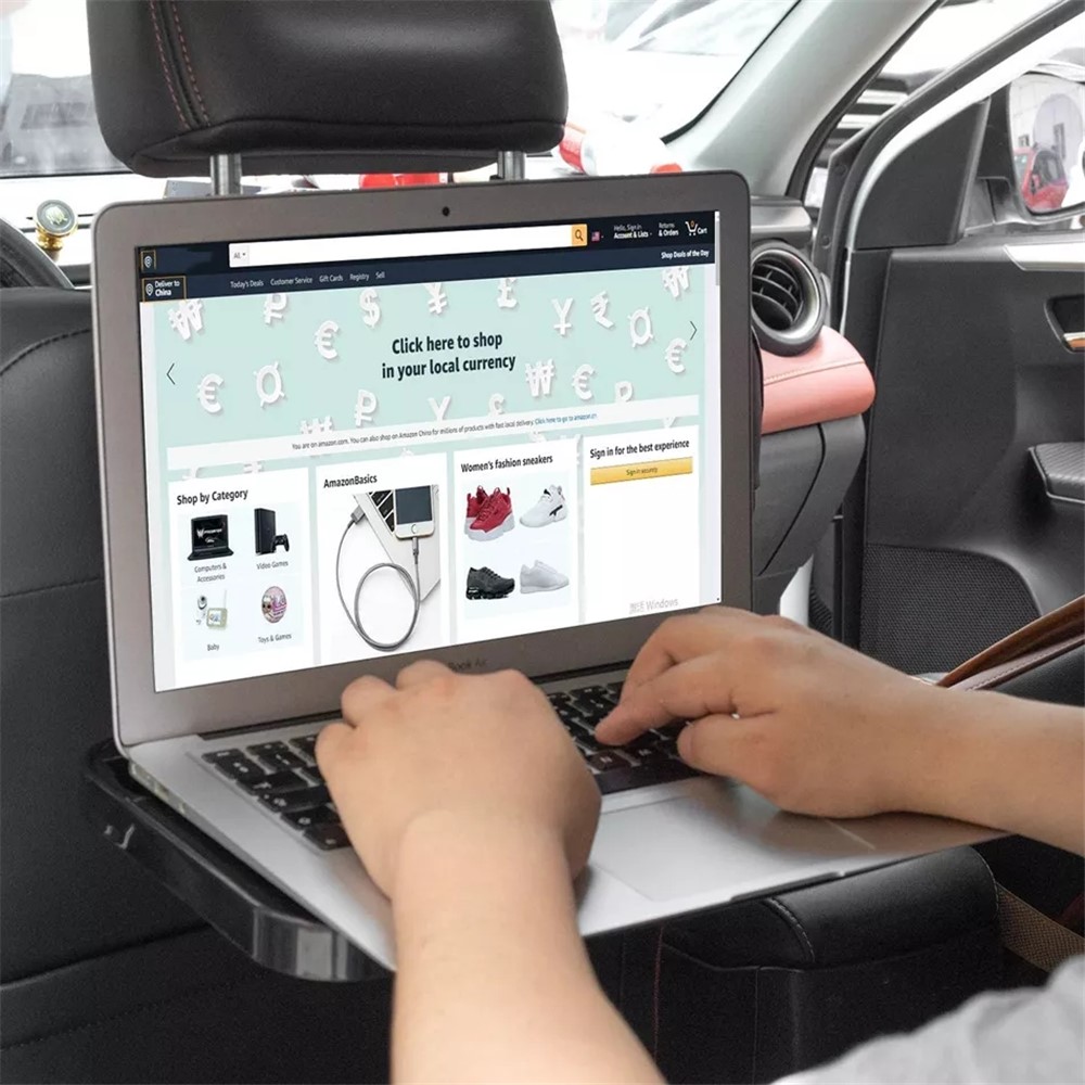 SHUNWEI SD-1502B Car Mount Laptop Stand Steering Wheel Tray Foldable Seat Back Desk for Food Eating Drink Notebook-4