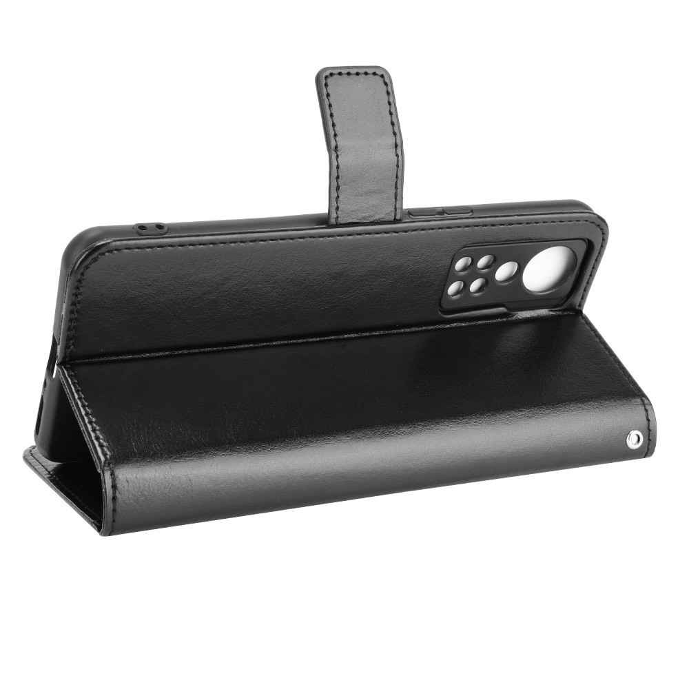 Flip Phone Case Stylish Crazy Horse PU Leather and TPU Wallet Design Protective Cellphone Cover Shell for ZTE Axon 30 5G - Black-5