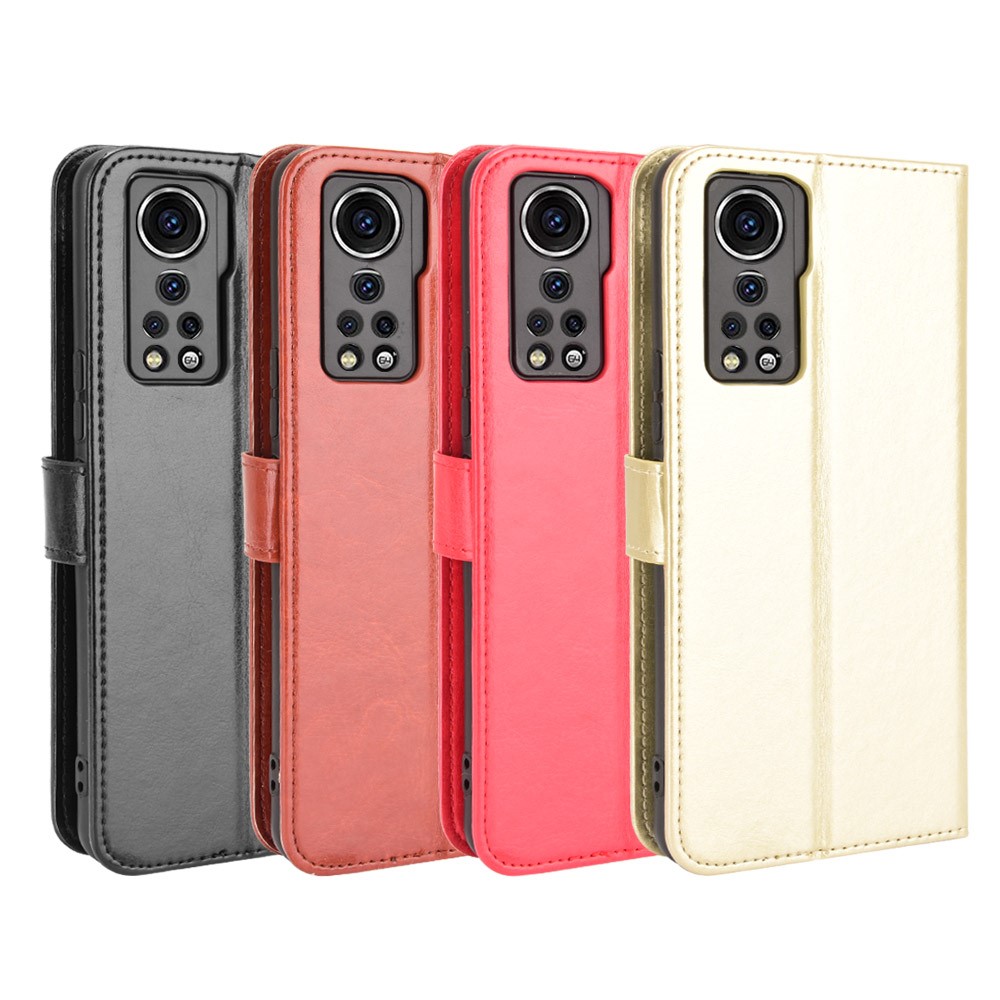 Flip Phone Case Stylish Crazy Horse PU Leather and TPU Wallet Design Protective Cellphone Cover Shell for ZTE Axon 30 5G - Black-9