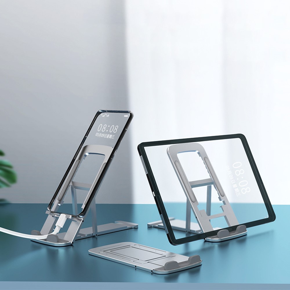ZJ-01 Aluminium Alloy Foldable Phone Holder Stand Desktop Mobile Phone Tablet Bracket - Black-5