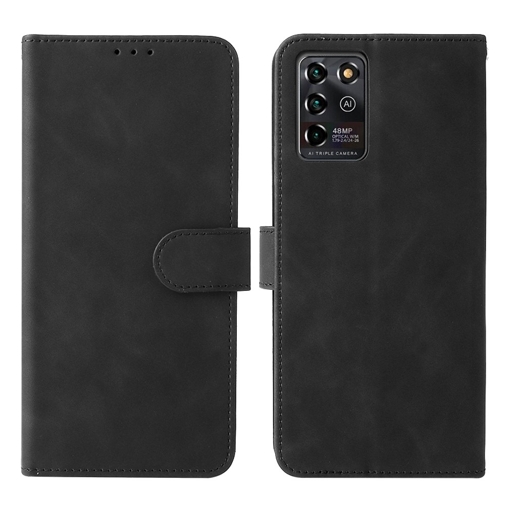 Flip Folio Stand Skin-touch Feeling PU Leather Wallet Magnetic Protective Case with Strap for ZTE Blade V30 Vita - Black-1
