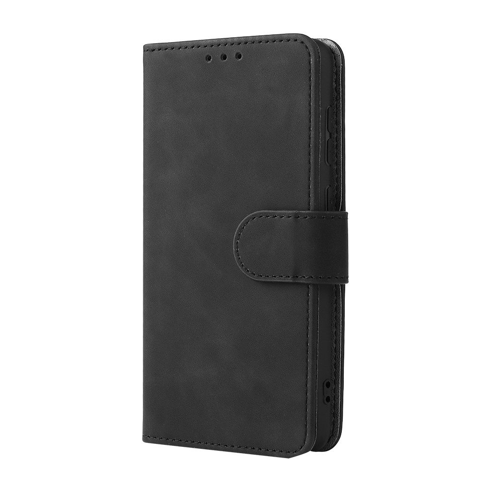 Stand Design Flip Phone Cover Skin-touch Wallet Magnetic Clasp Leather Case Phone Protective Cover for ZTE Blade A31 - Black-2