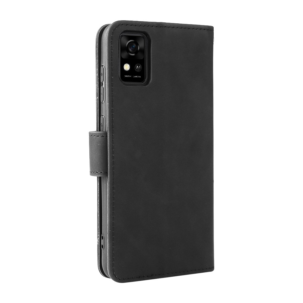 Stand Design Flip Phone Cover Skin-touch Wallet Magnetic Clasp Leather Case Phone Protective Cover for ZTE Blade A31 - Black-3