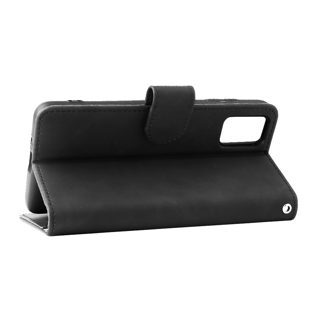Stand Design Flip Phone Cover Skin-touch Wallet Magnetic Clasp Leather Case Phone Protective Cover for ZTE Blade A31 - Black-5