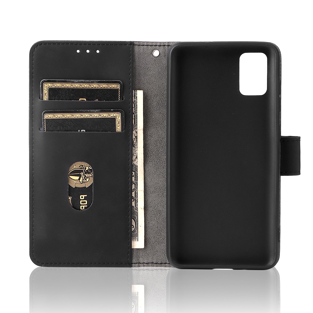 Stand Design Flip Phone Cover Skin-touch Wallet Magnetic Clasp Leather Case Phone Protective Cover for ZTE Blade A31 - Black-6