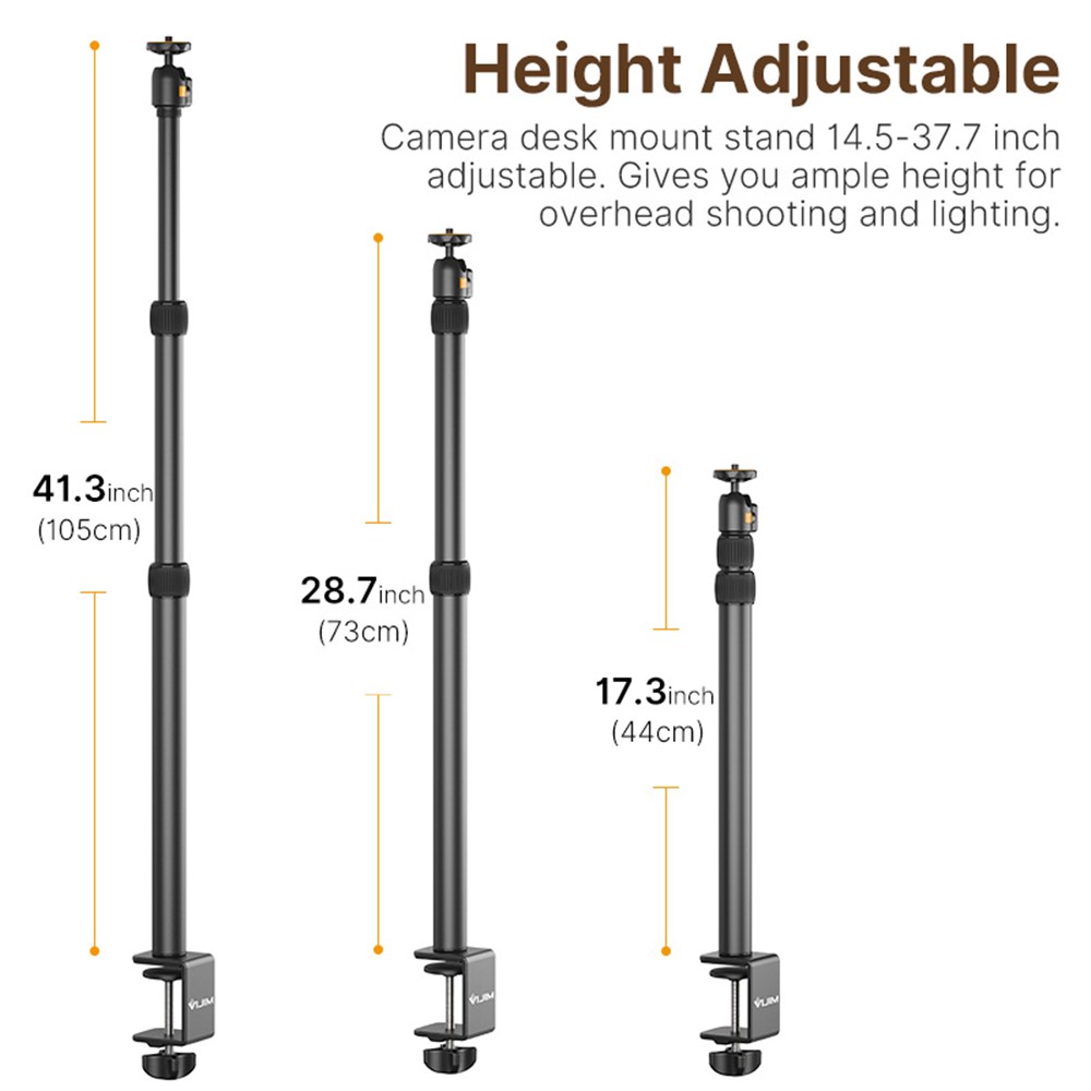 ULANZI VIJIM LS02 Universal 1/4 Screw Desk Mount Stand Adjustable Light Stand with 360° Ball Head for DSLR Camera/Ring Light/Webcam-3