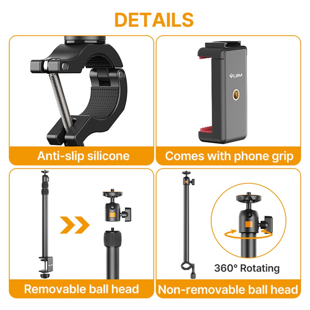 ULANZI VIJIM LS02 Universal 1/4 Screw Desk Mount Stand Adjustable Light Stand with 360° Ball Head for DSLR Camera/Ring Light/Webcam-4