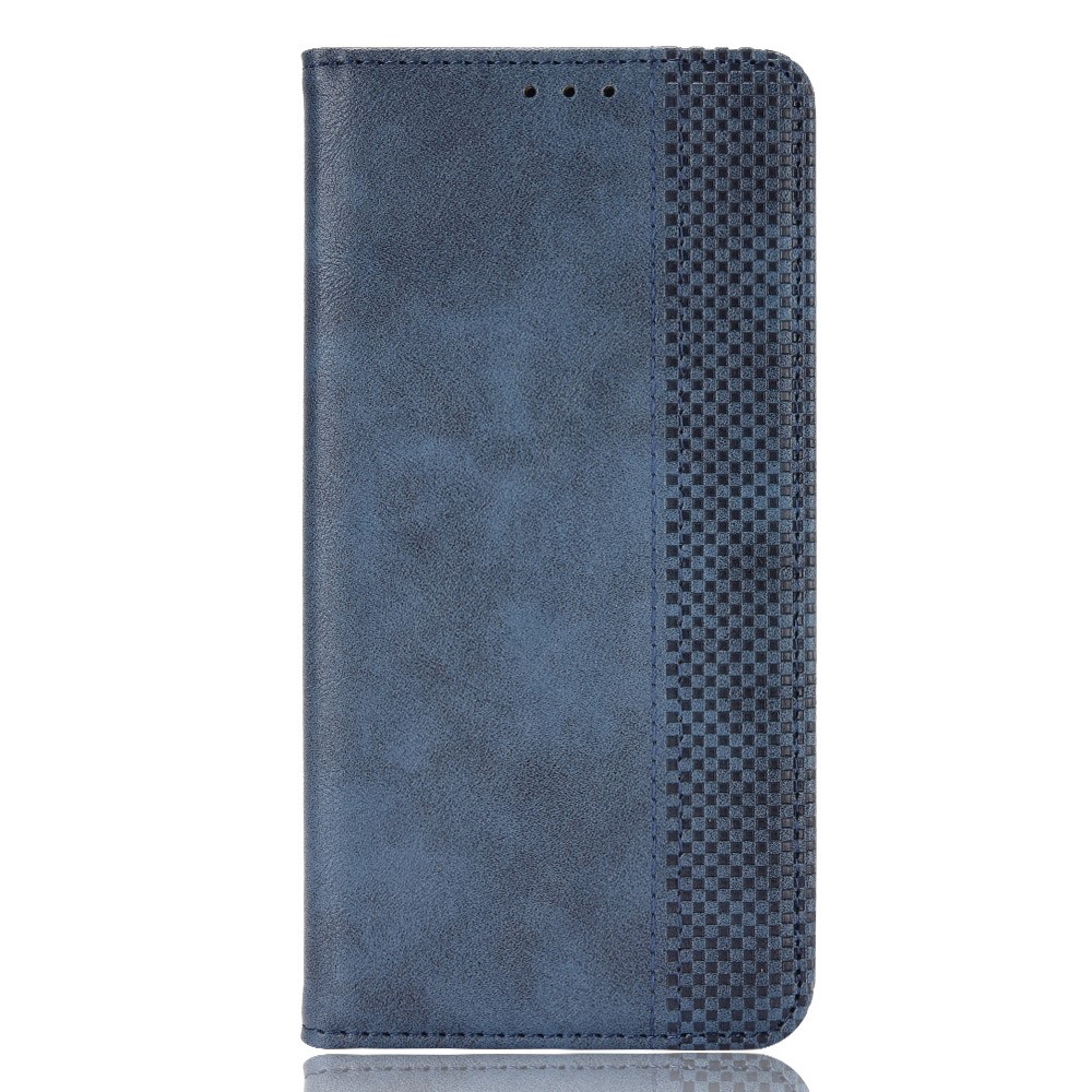 Retro Textured Surface Magnetic Automatic Closing Anti-Drop Wallet Stand Phone Leather Case Cover for ZTE Blade V30 Vita/V2022 - Blue-2