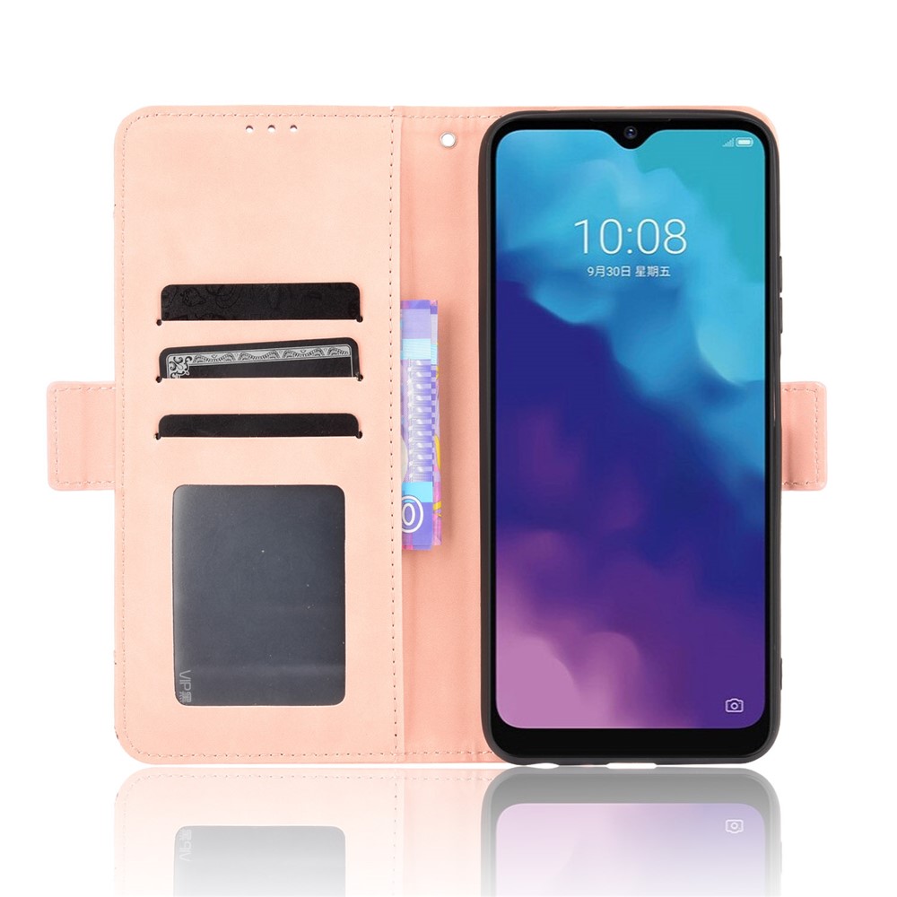 For ZTE Blade V30 Vita/V2022 Anti-Fall Shockproof Flip Phone Case PU Leather + TPU Phone Cover Multiple Card Slot Wallet Stand Design - Pink-4
