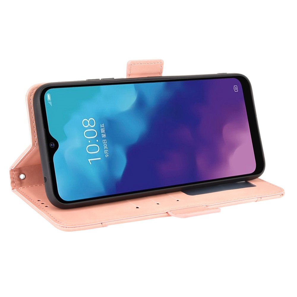 For ZTE Blade V30 Vita/V2022 Anti-Fall Shockproof Flip Phone Case PU Leather + TPU Phone Cover Multiple Card Slot Wallet Stand Design - Pink-5