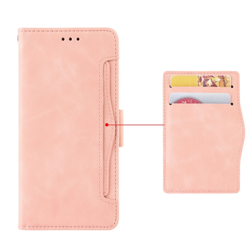 For ZTE Blade V30 Vita/V2022 Anti-Fall Shockproof Flip Phone Case PU Leather + TPU Phone Cover Multiple Card Slot Wallet Stand Design - Pink-6
