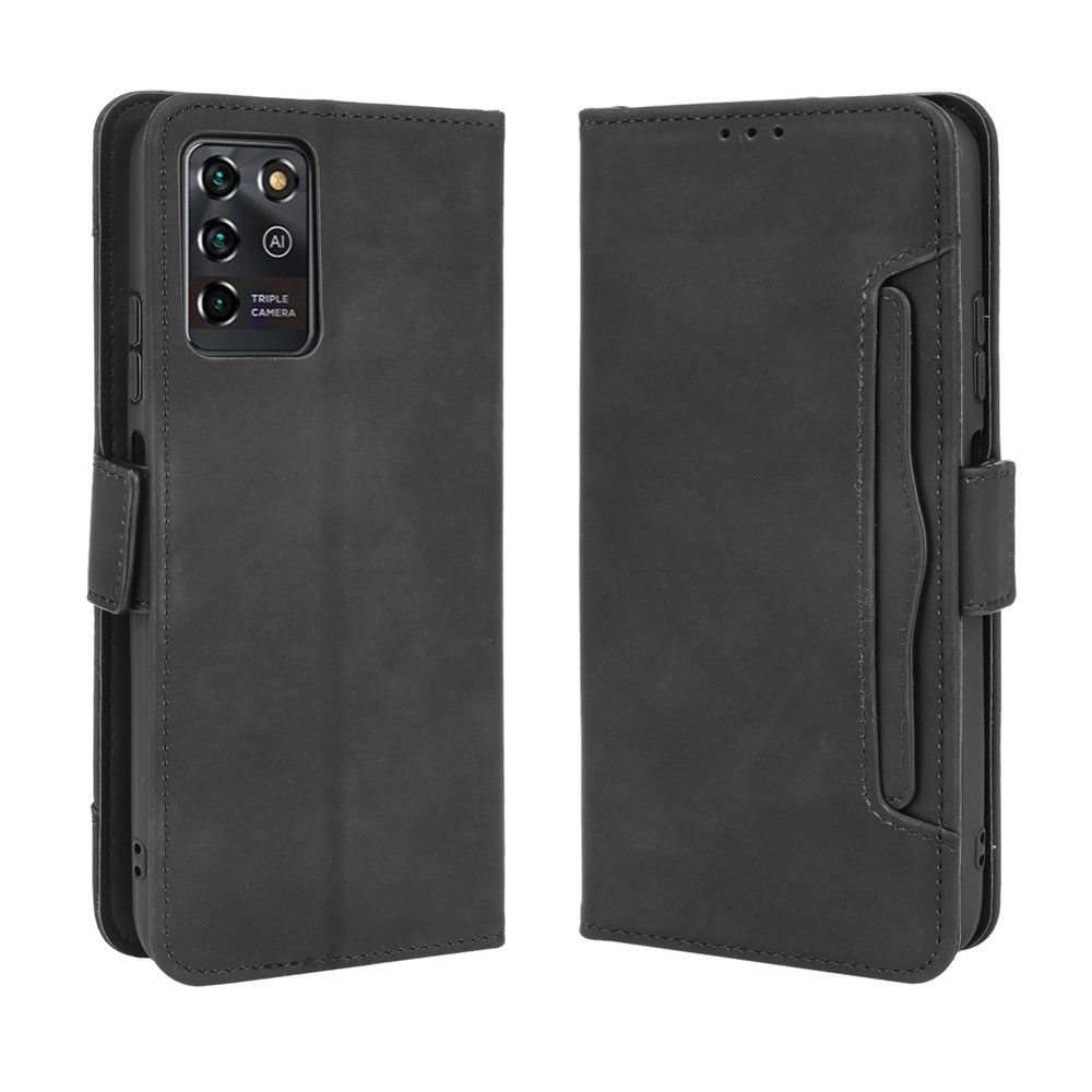 For ZTE Blade V30 Vita/V2022 Anti-Fall Shockproof Flip Phone Case PU Leather + TPU Phone Cover Multiple Card Slot Wallet Stand Design - Black-1