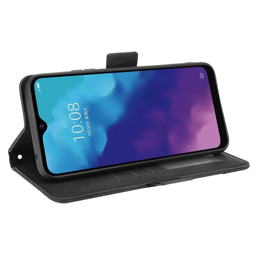 For ZTE Blade V30 Vita/V2022 Anti-Fall Shockproof Flip Phone Case PU Leather + TPU Phone Cover Multiple Card Slot Wallet Stand Design - Black-5