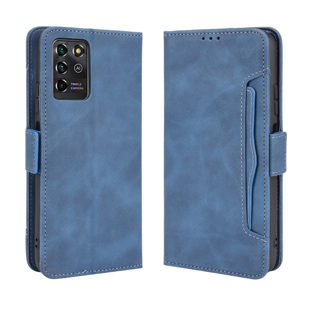 For ZTE Blade V30 Vita/V2022 Anti-Fall Shockproof Flip Phone Case PU Leather + TPU Phone Cover Multiple Card Slot Wallet Stand Design - Blue-1