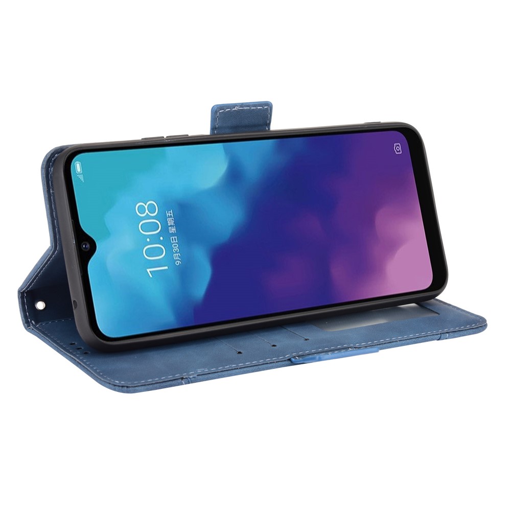 For ZTE Blade V30 Vita/V2022 Anti-Fall Shockproof Flip Phone Case PU Leather + TPU Phone Cover Multiple Card Slot Wallet Stand Design - Blue-5