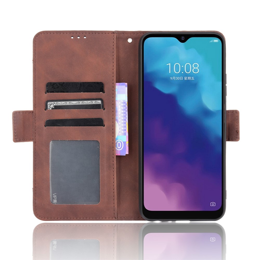 For ZTE Blade V30 Vita/V2022 Anti-Fall Shockproof Flip Phone Case PU Leather + TPU Phone Cover Multiple Card Slot Wallet Stand Design - Brown-4