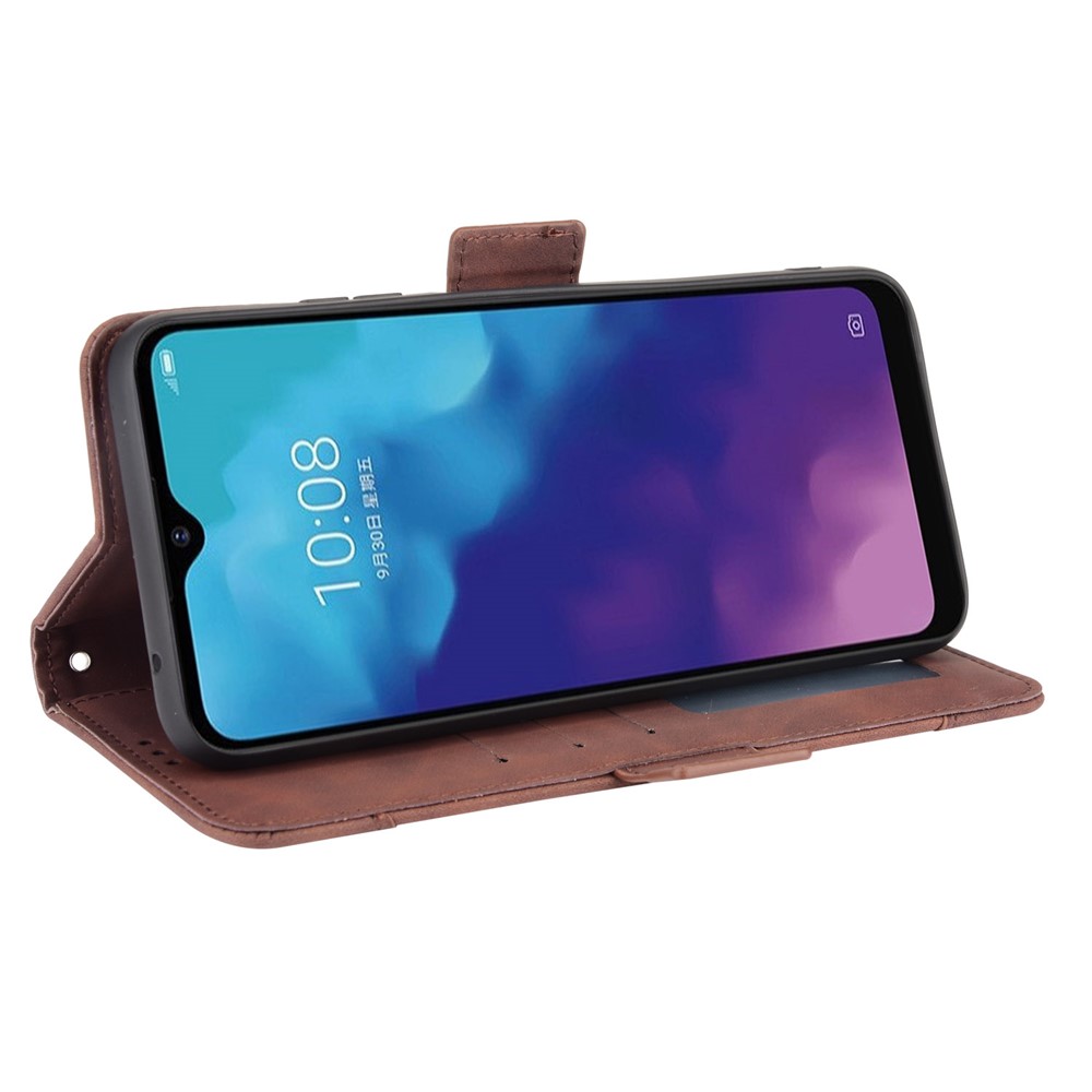 For ZTE Blade V30 Vita/V2022 Anti-Fall Shockproof Flip Phone Case PU Leather + TPU Phone Cover Multiple Card Slot Wallet Stand Design - Brown-5