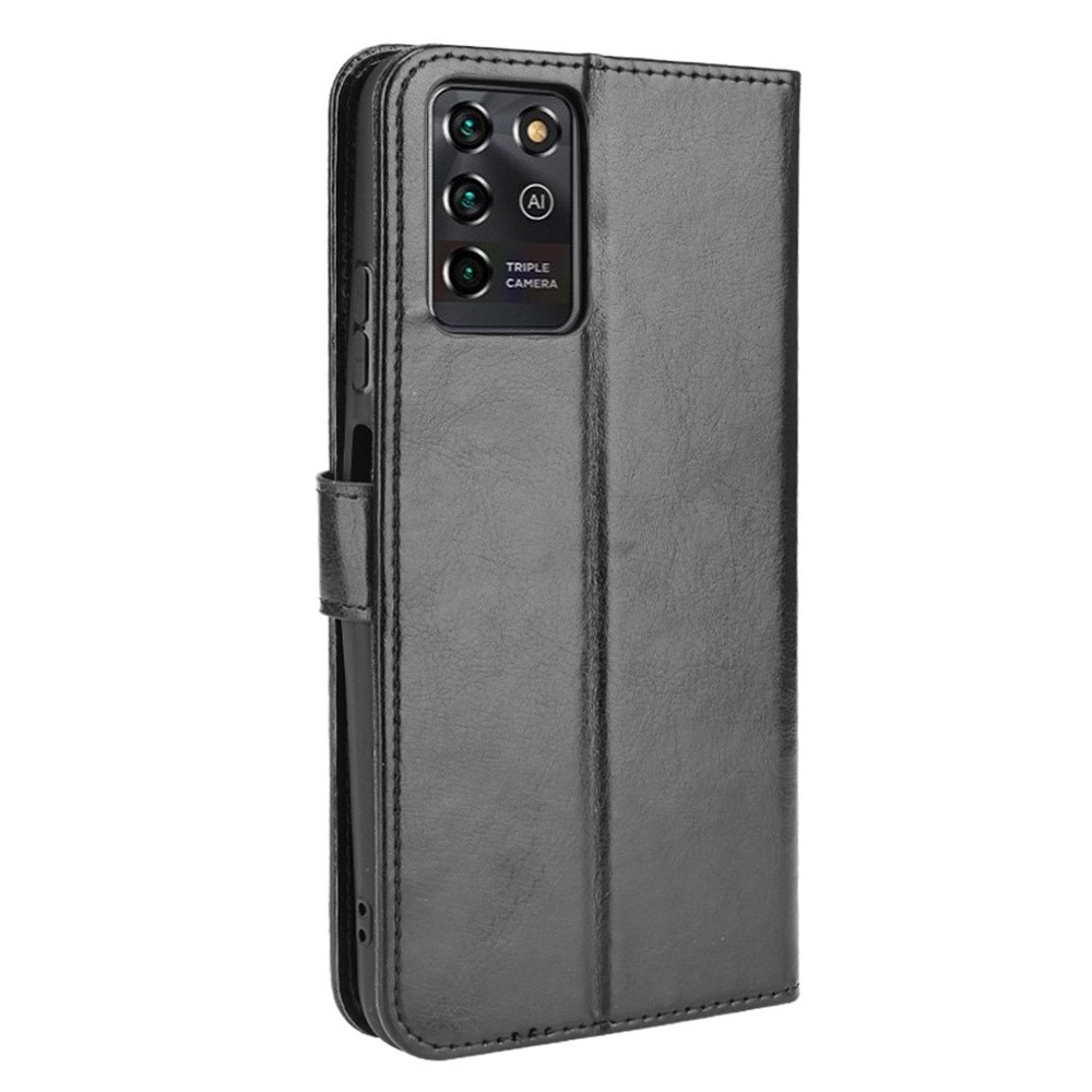 Crazy Horse Texture PU Leather Folio Stand Wallet Magnetic Protective Cover with Strap for ZTE Blade V30 Vita / V2022 - Black-3