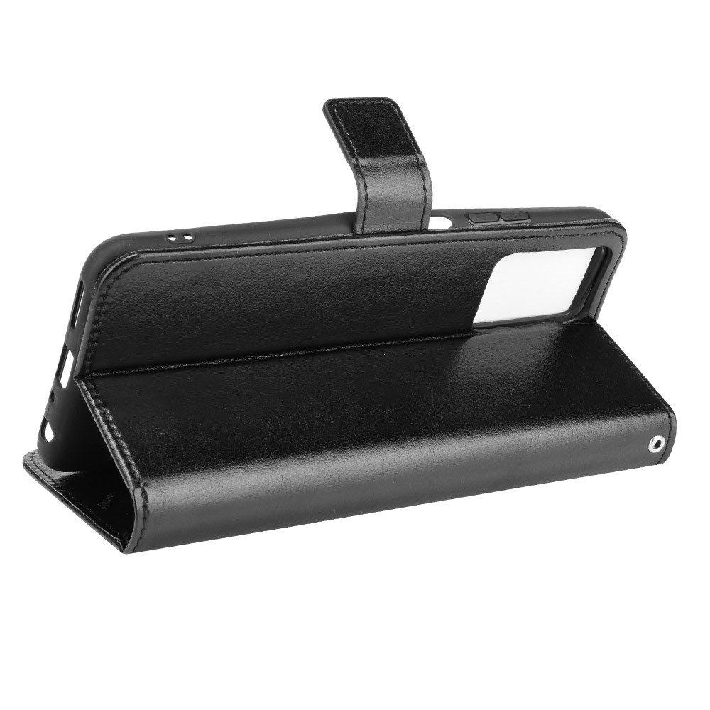 Crazy Horse Texture PU Leather Folio Stand Wallet Magnetic Protective Cover with Strap for ZTE Blade V30 Vita / V2022 - Black-5