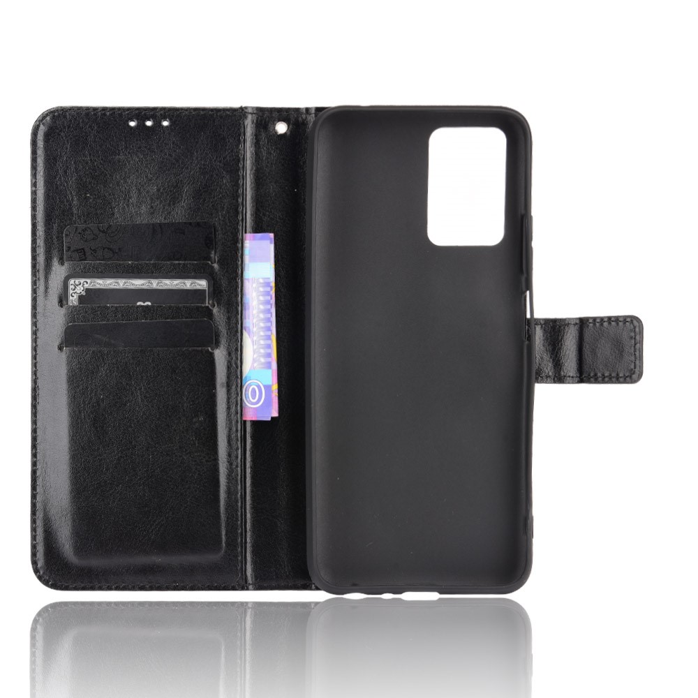 Crazy Horse Texture PU Leather Folio Stand Wallet Magnetic Protective Cover with Strap for ZTE Blade V30 Vita / V2022 - Black-7