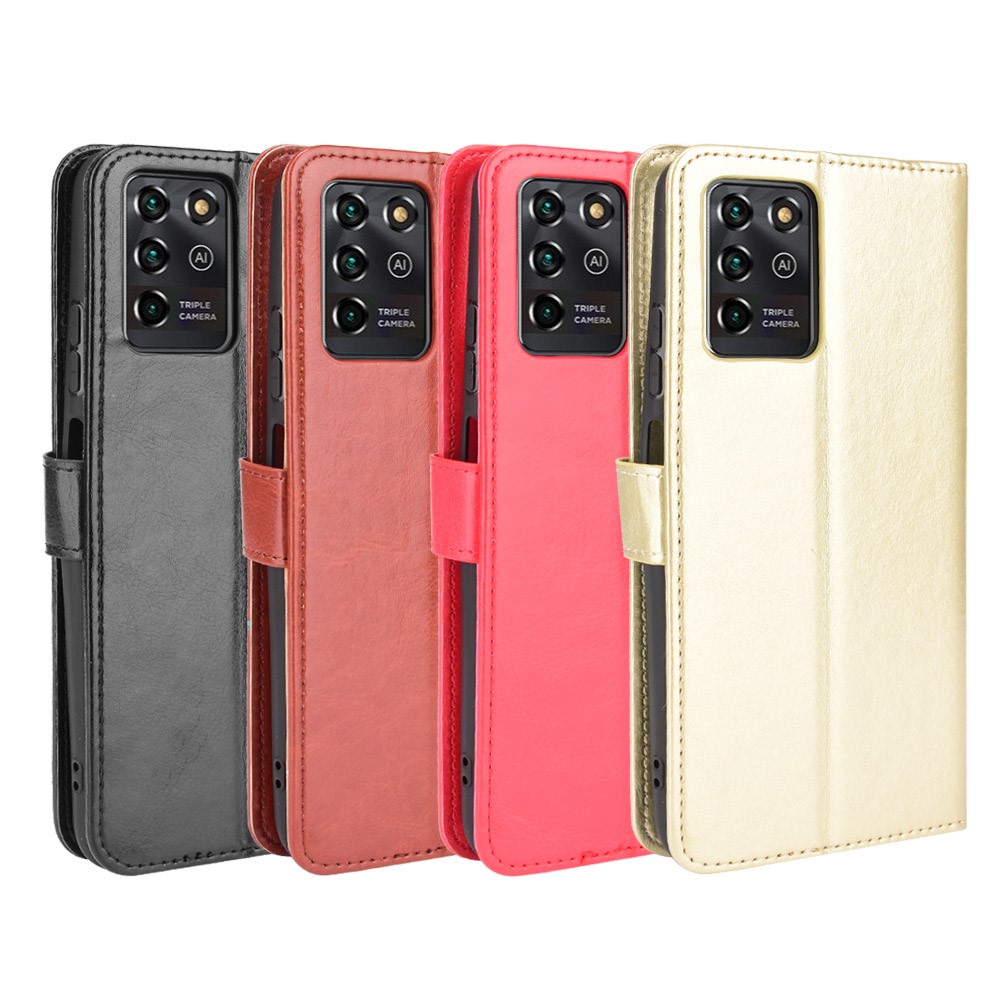 Crazy Horse Texture PU Leather Folio Stand Wallet Magnetic Protective Cover with Strap for ZTE Blade V30 Vita / V2022 - Black-9