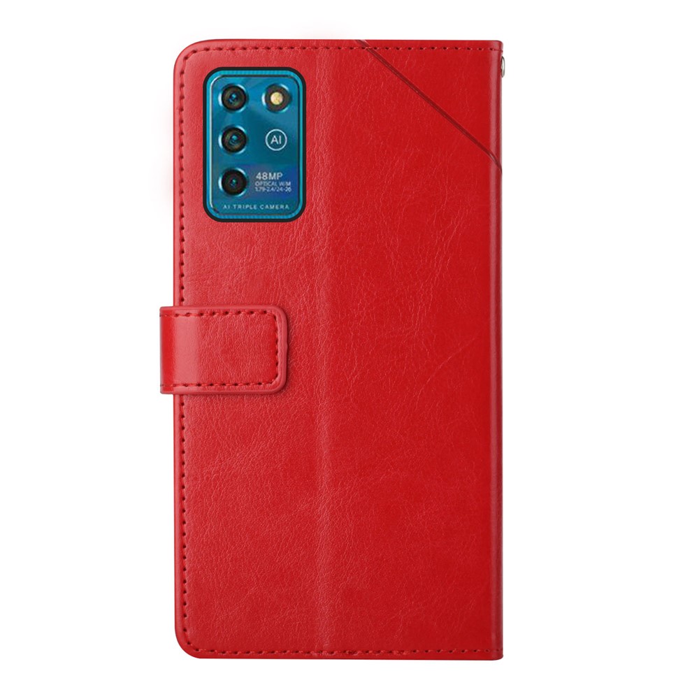 Y-shaped Design Wallet Stand Leather Phone Case with Wrist Strap for ZTE Blade V30 Vita - Red-9